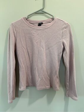Express Light Pink Ribbed Long Sleeve Tee